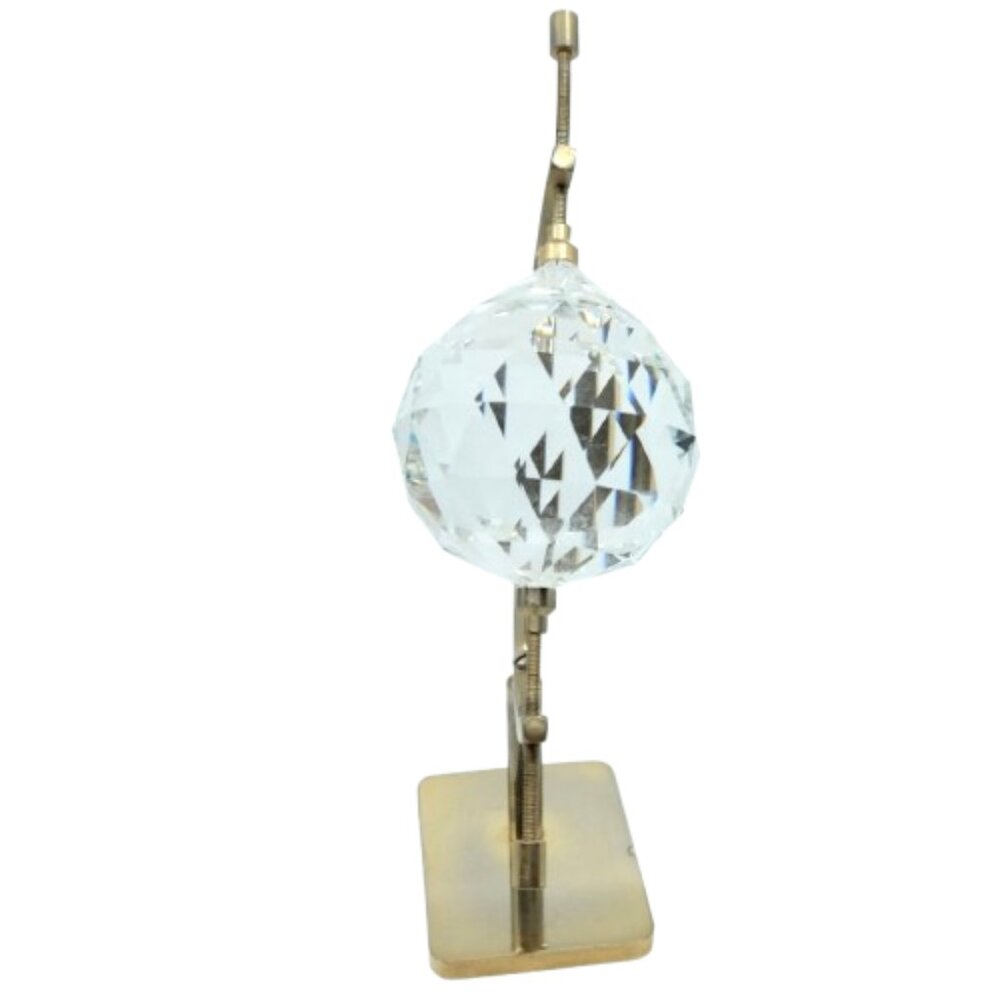 VINTAGE SWAROVSKI DIAMOND CUT CRYSTAL ROTATING GLOBE BRASS STAND - Picture 3 of 4